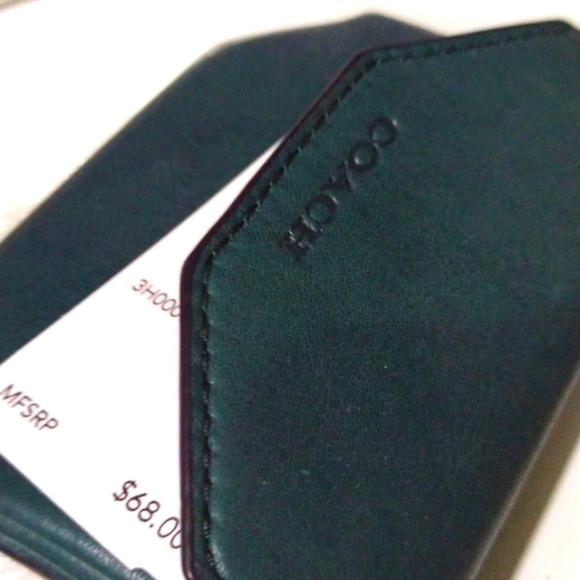 Coach Green Leather Wallet Brown Leather 🗝️ Ring - Picture 10 of 14